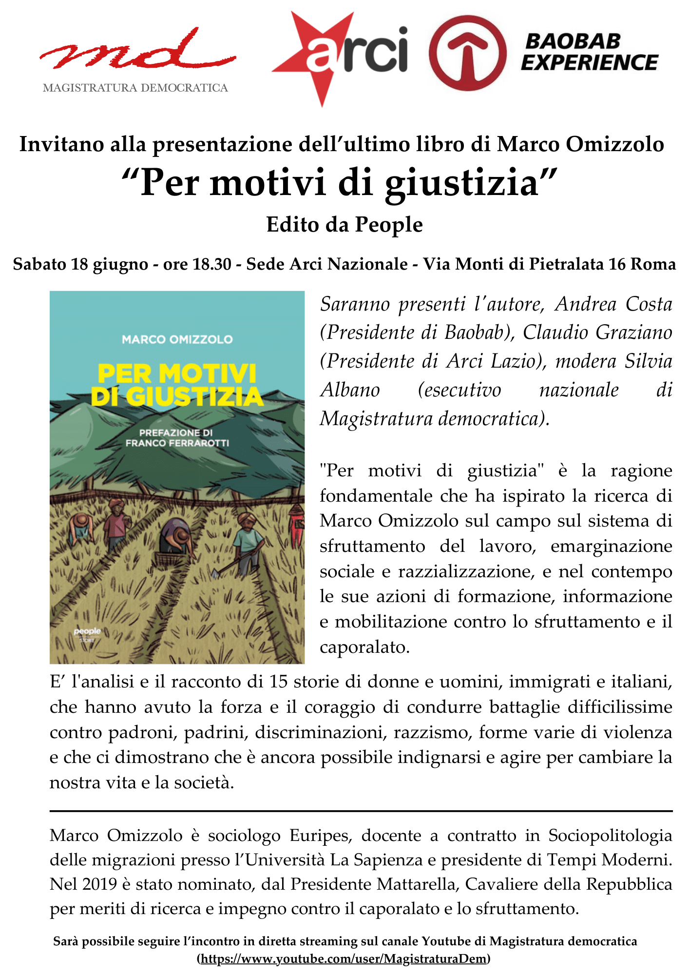 "Per Motivi di Giustizia" - di Marco Omizzolo (People Editore)